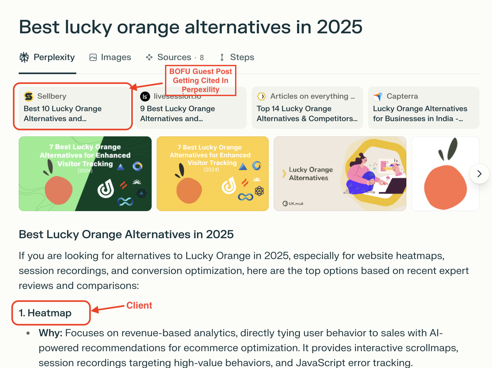 BOFU guest post getting cited in perpexility