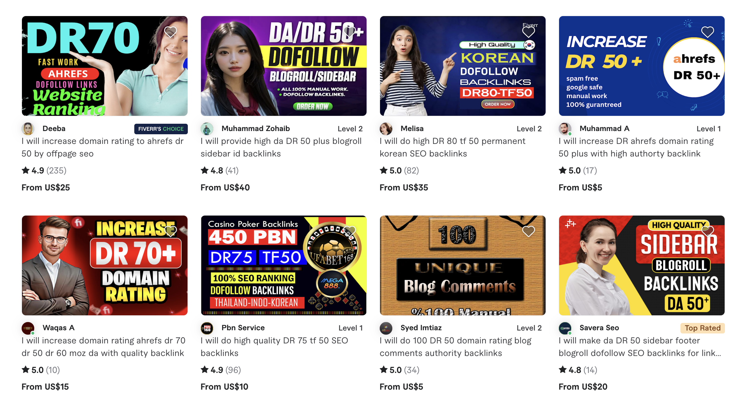 fiverr backlink sellers image