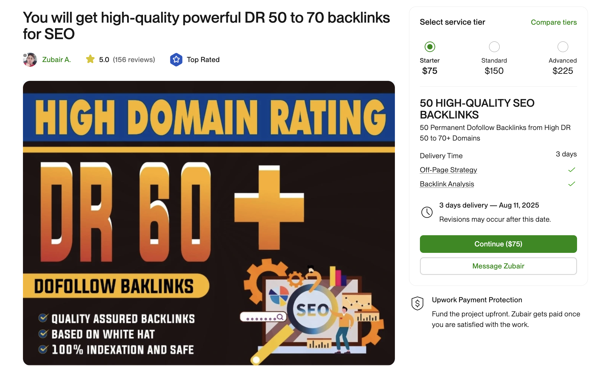 upwork backlink vendor screenhsot